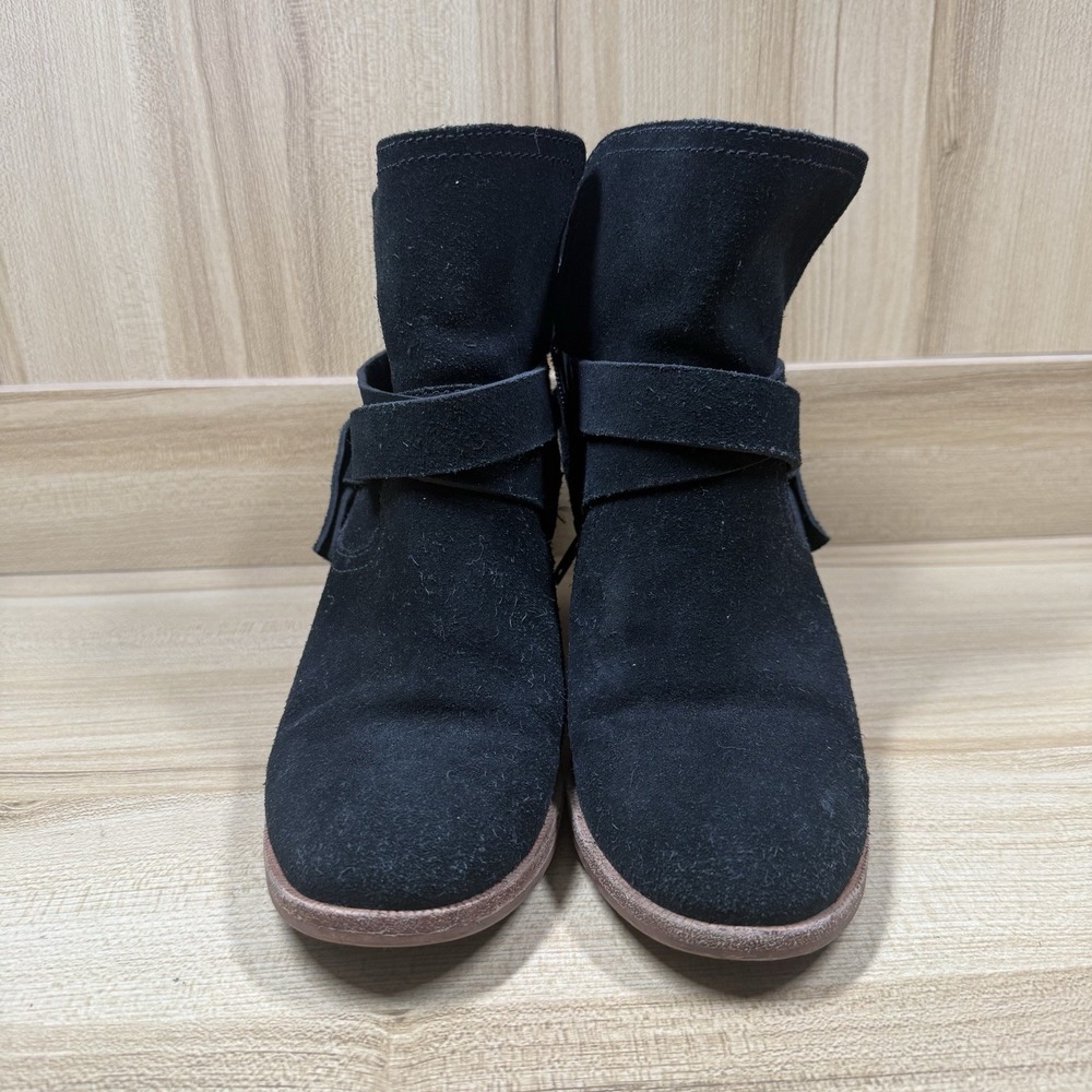 UGG Elora Ankle Bootie Black Suede Block Heel Pull-on Boots 1020295 Women Sz 7 - Picture 3 of 7